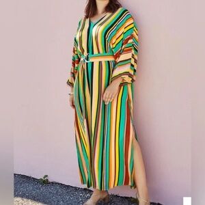Eloquii Striped Kimono Sleeve Maxi Dress NWT Size 14/16
